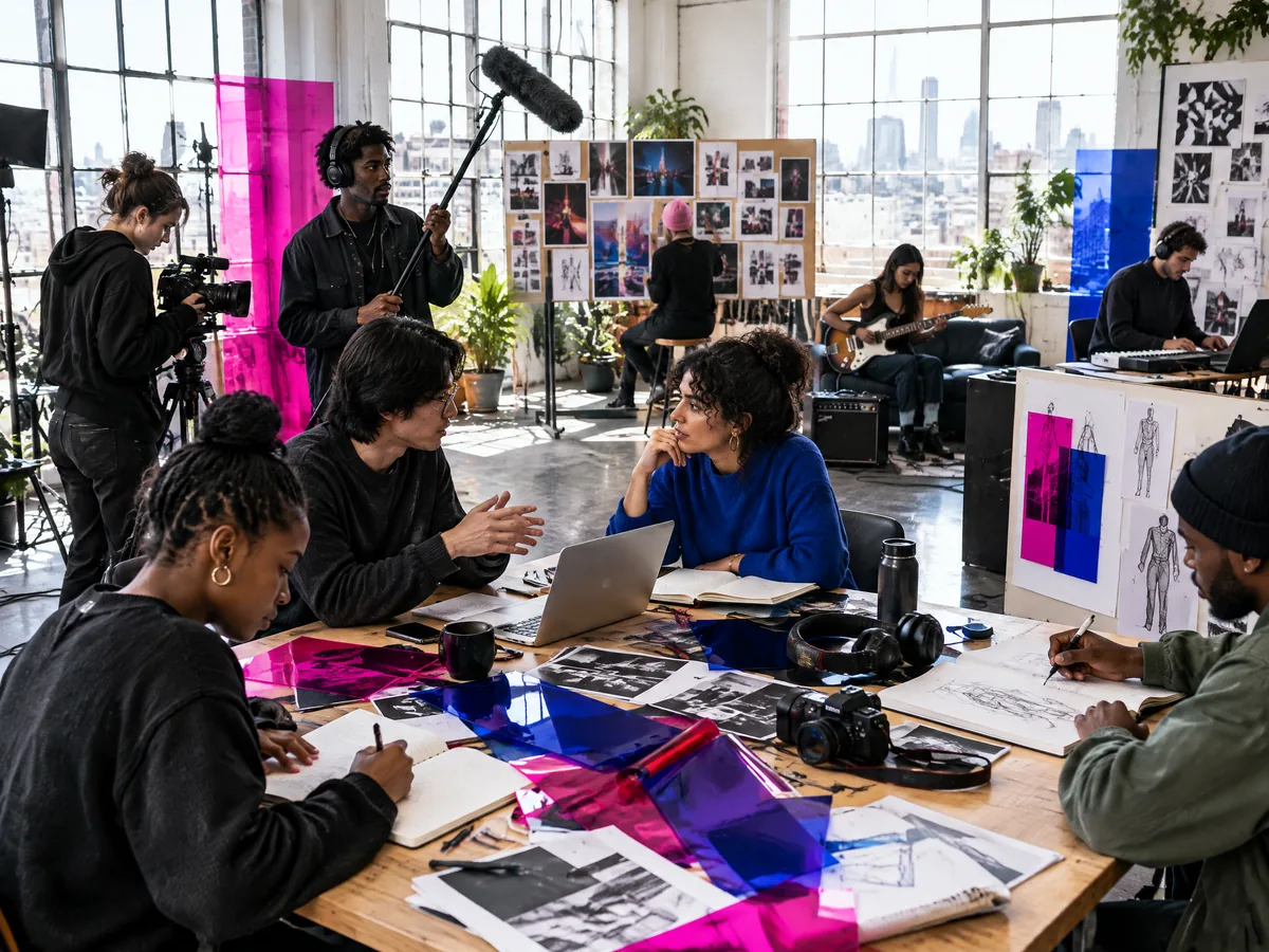 Creators collaborating in a London studio